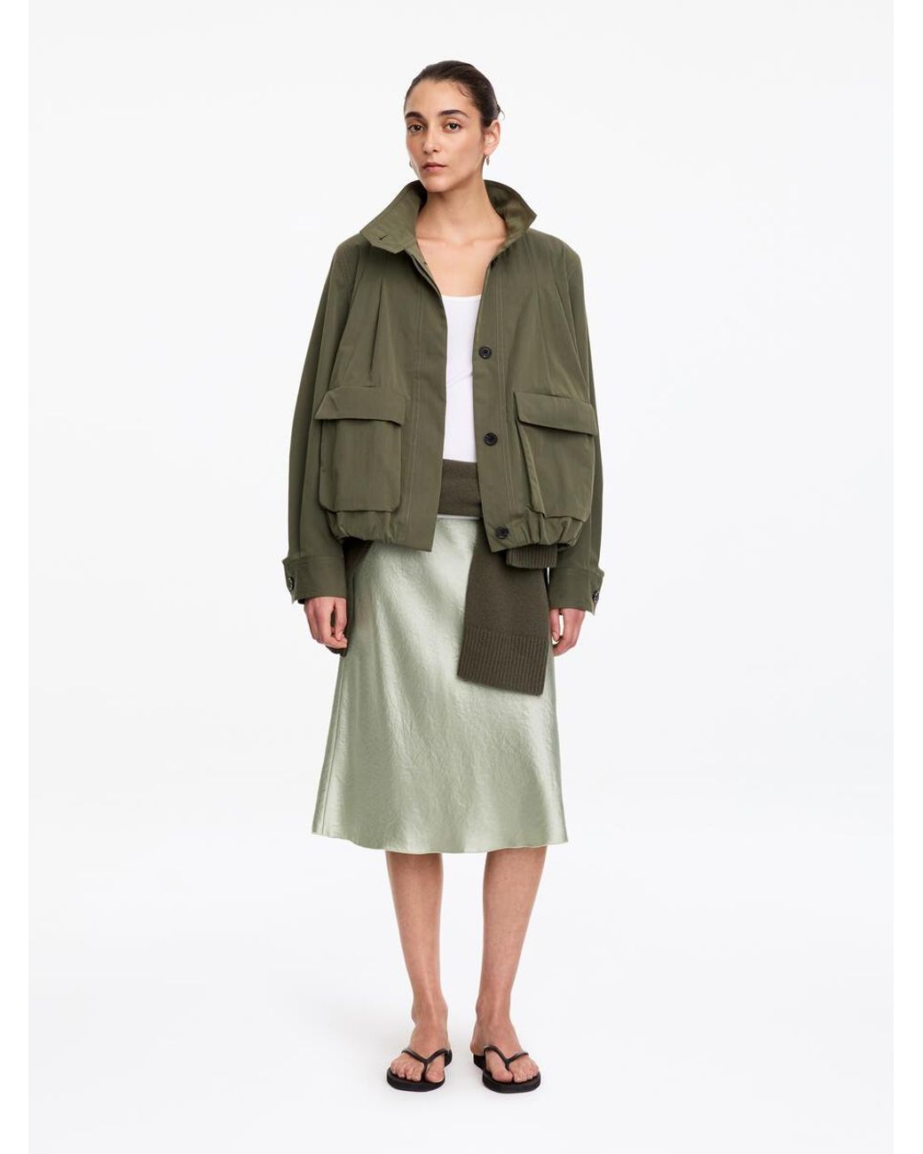 ARKET Natural Satin Slip Skirt