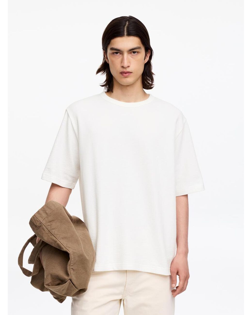 ARKET White Relaxed Bouclé T-Shirt for men