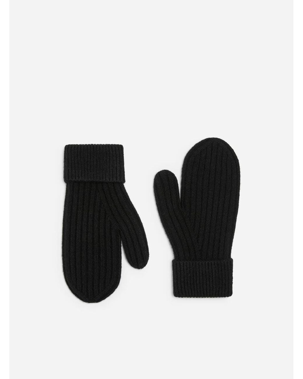 ARKET Black Ribbed Wool Mittens