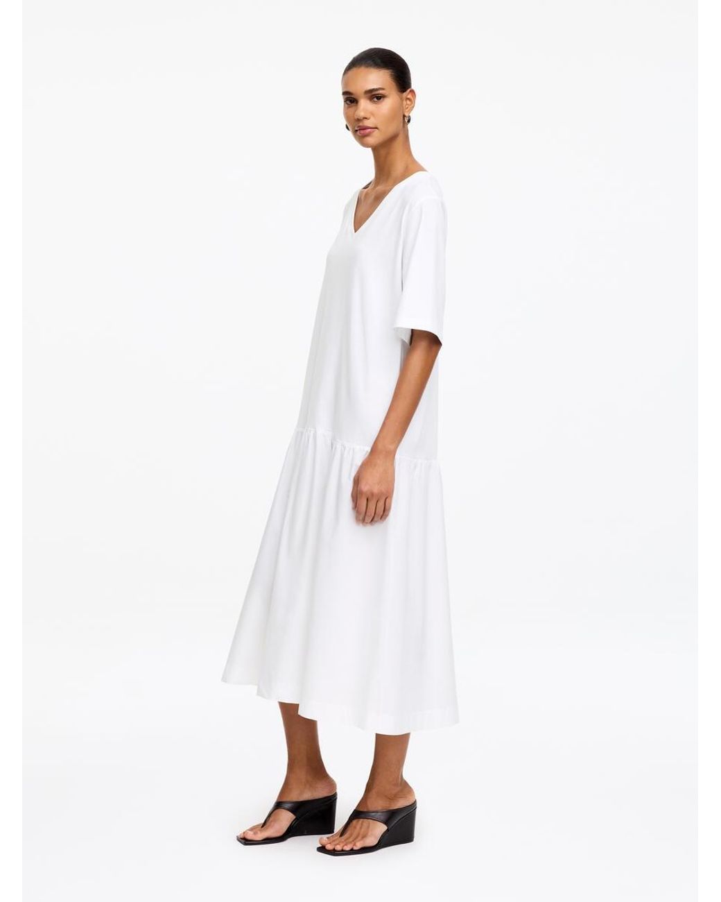 ARKET White V-Neck Midi Dress