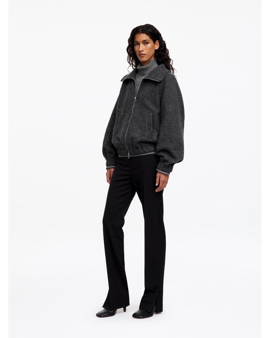 ARKET Black Boiled Wool Jacket