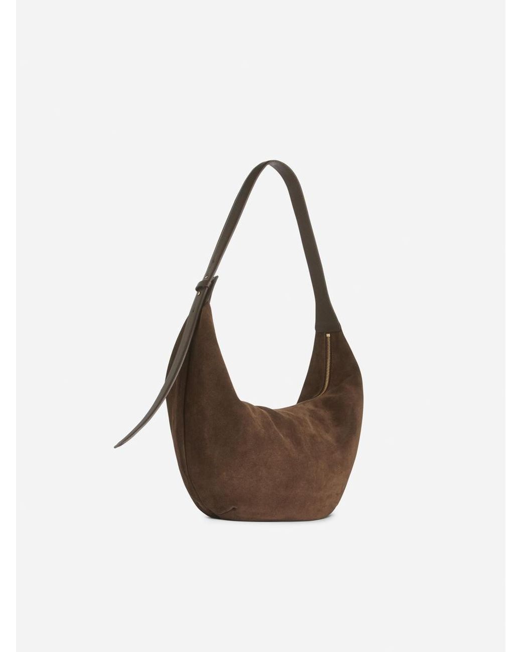 ARKET Brown Curved Suede Bag