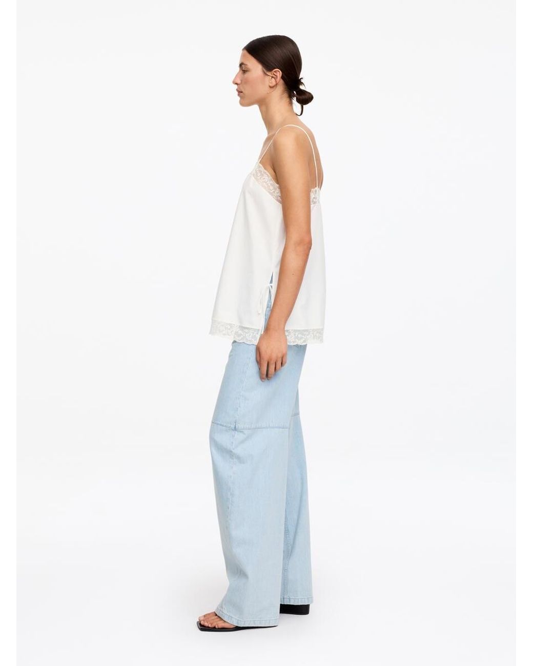 ARKET White Lace-Trim Cotton Strap Top