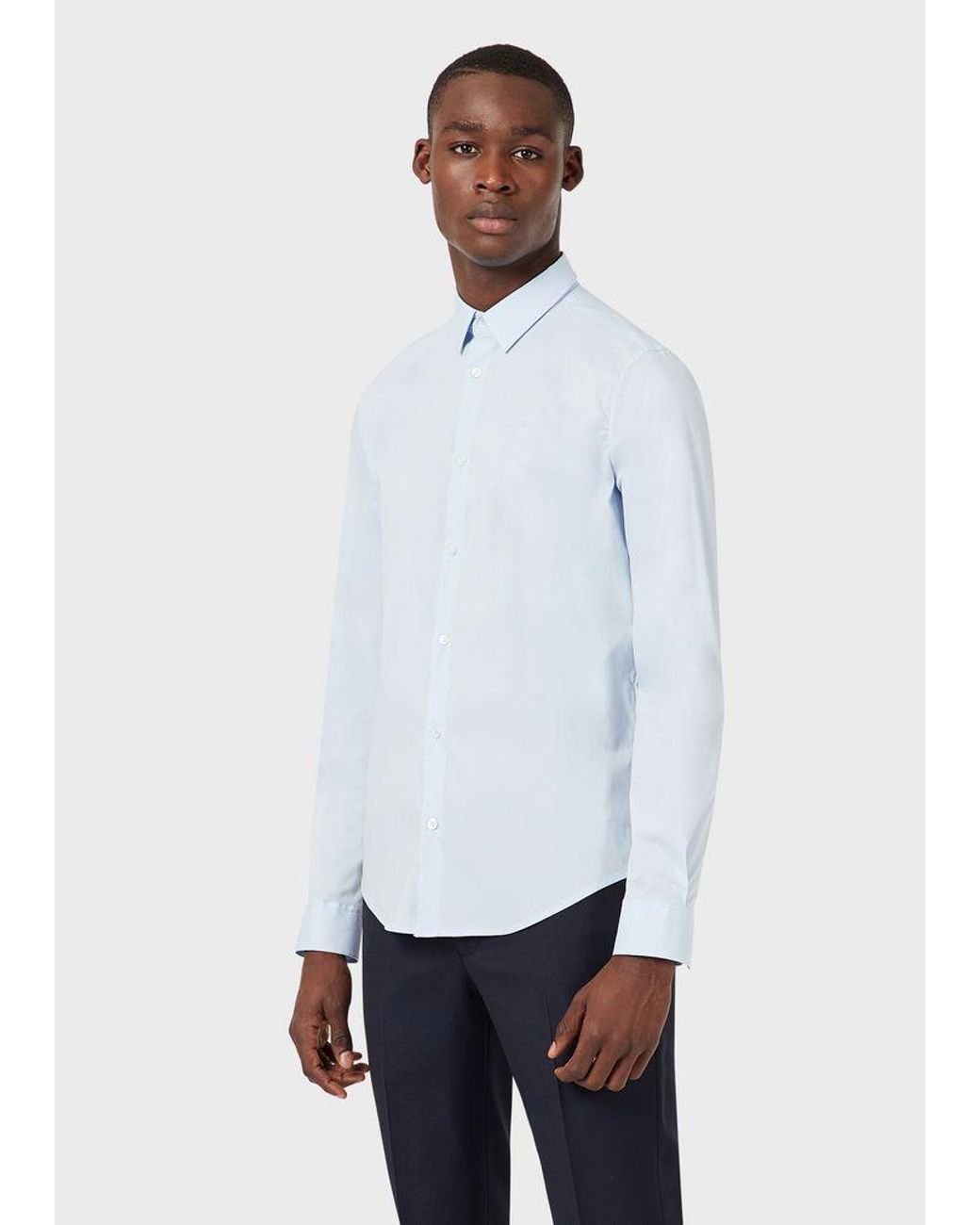 Emporio Armani Cotton Casual Shirt in Azure (Blue) for Men - Lyst