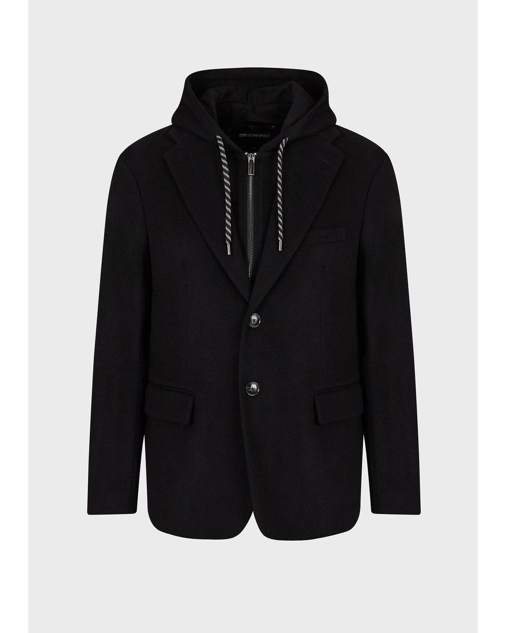 Emporio Armani Boiled Wool And Cashmere Blazer With Detachable Inner ...