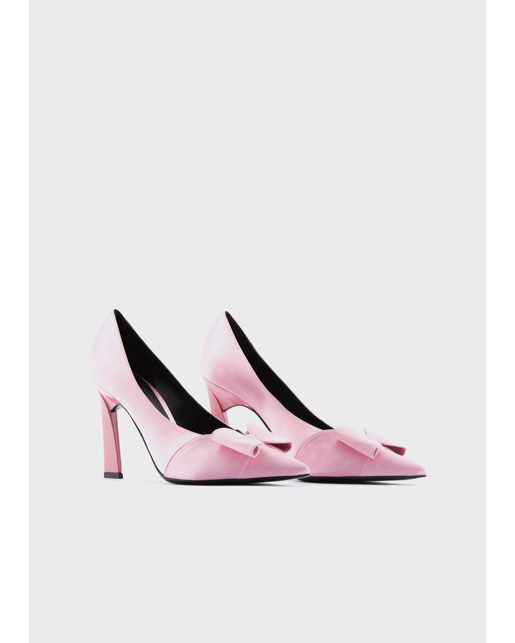 Emporio Armani Satin Court Shoes With Bow in Pink | Lyst