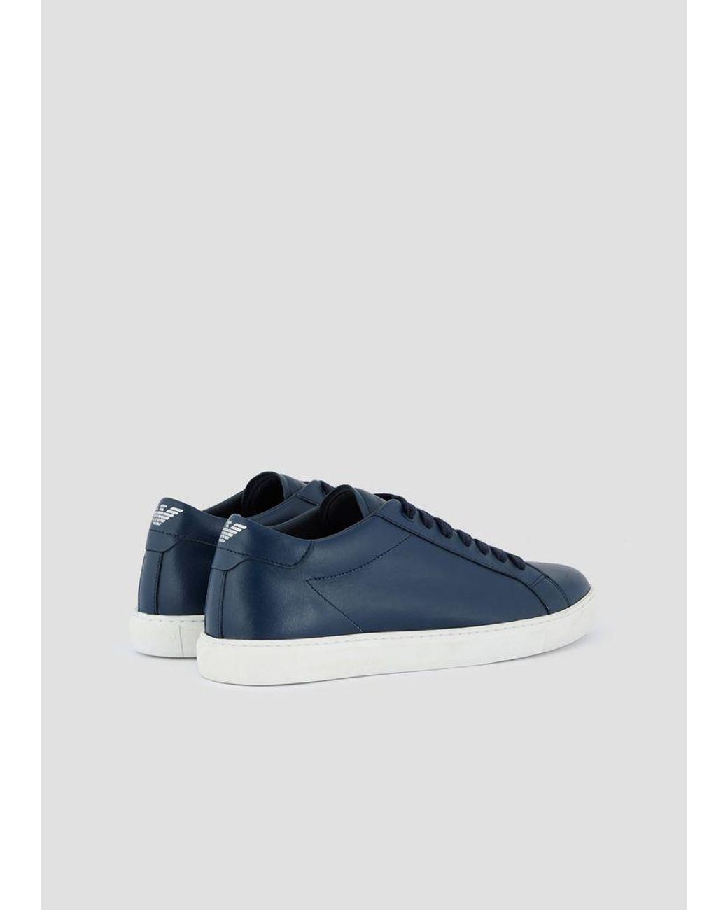 Emporio Armani Leather Sneakers in Navy 