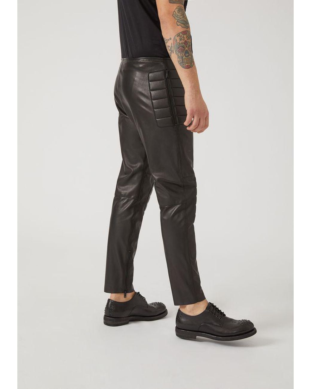 Emporio Armani Leather Pants in Black 