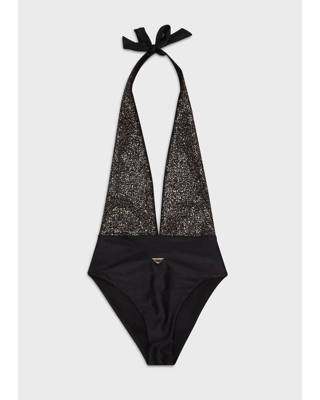 Emporio Armani Onepiece Swimsuit With Sequins in Black Lyst
