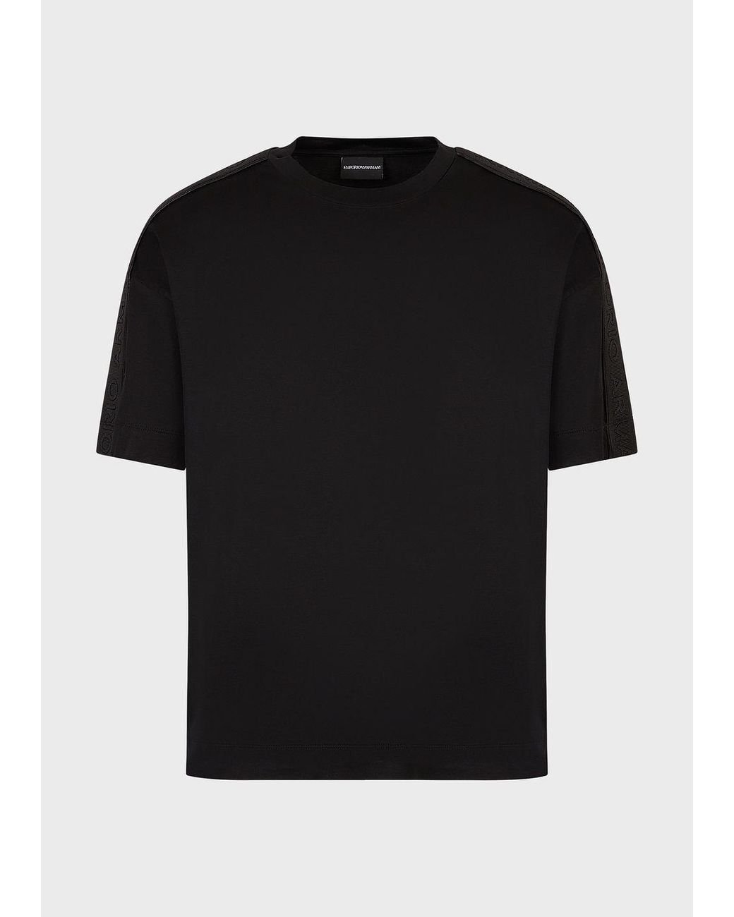 Emporio Armani -blend Jersey T-shirt With Logo Tape in Black for Men | Lyst