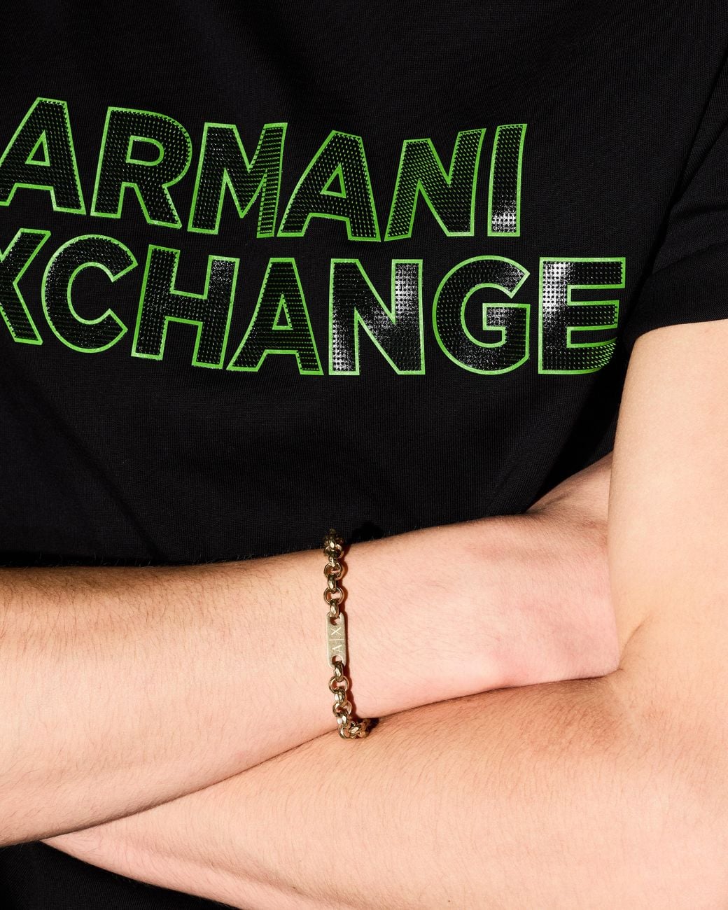 ARMANI EXCHANGE Metallic Stainless Steel Chain Bracelet for men