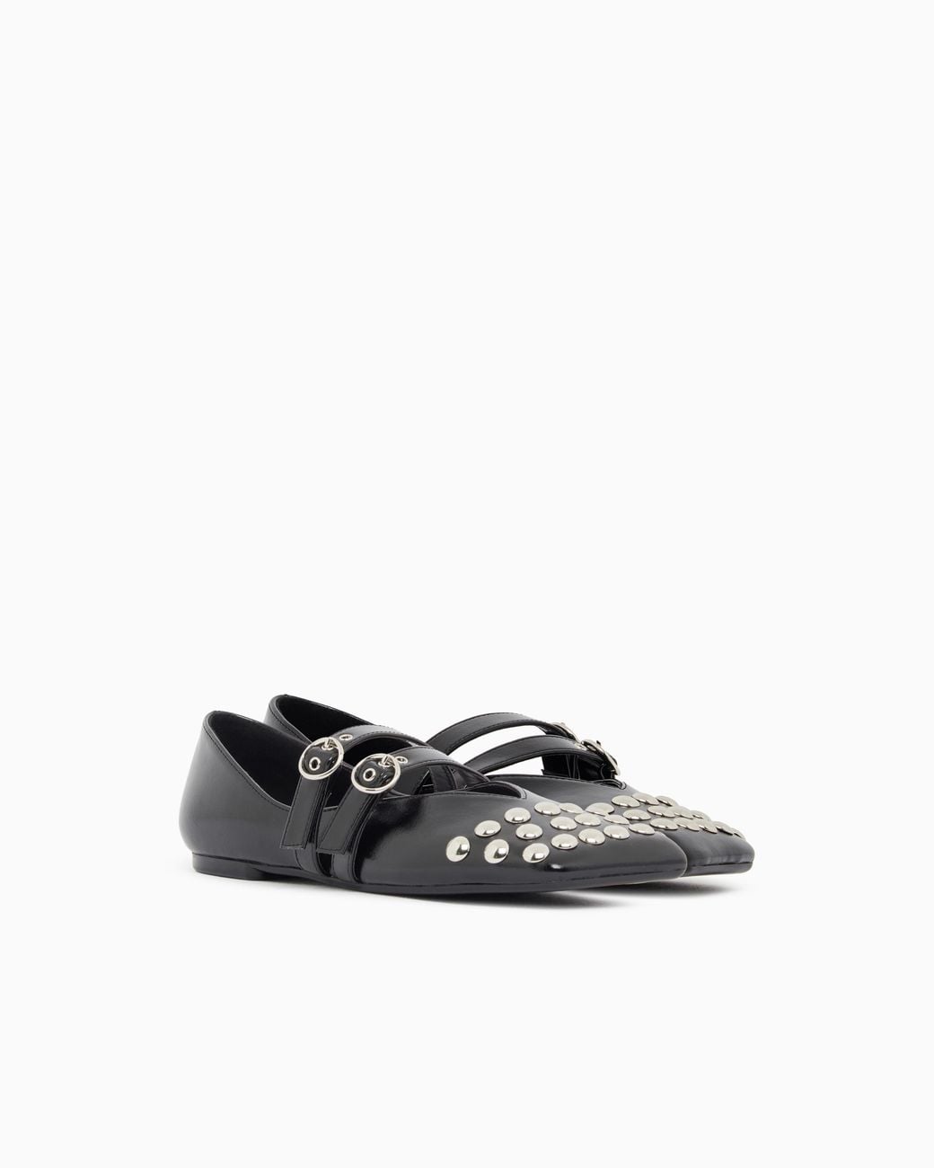 ARMANI EXCHANGE White Ballet Flat With A Smooth And Shiny Finish