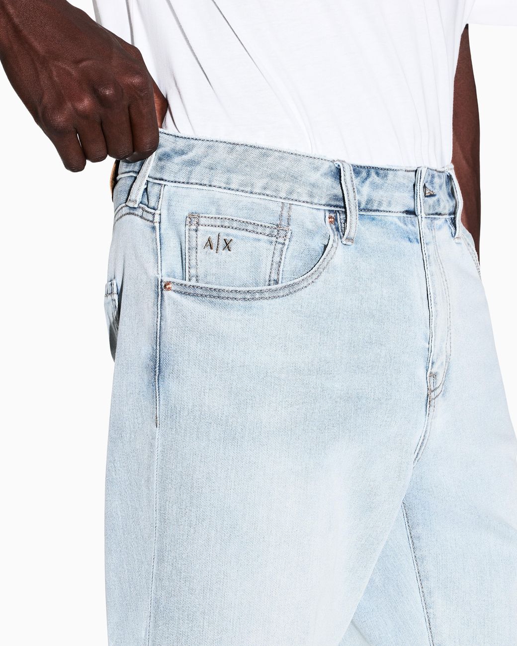 ARMANI EXCHANGE Blue Comfort Slim Fit Five-Pocket Pants for men