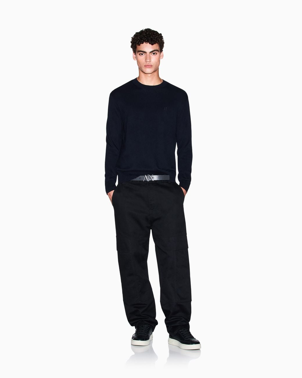 ARMANI EXCHANGE Strickpullover Mit Rundhals Aus Baumwolle Und Viskose Icon in Blue für Herren