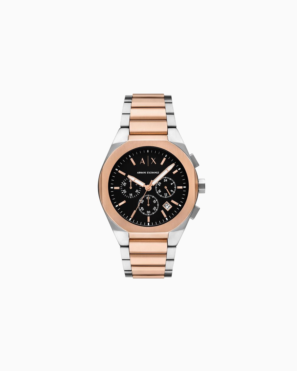 ARMANI EXCHANGE White Three-Hand Two-Tone Stainless Steel Watch for men