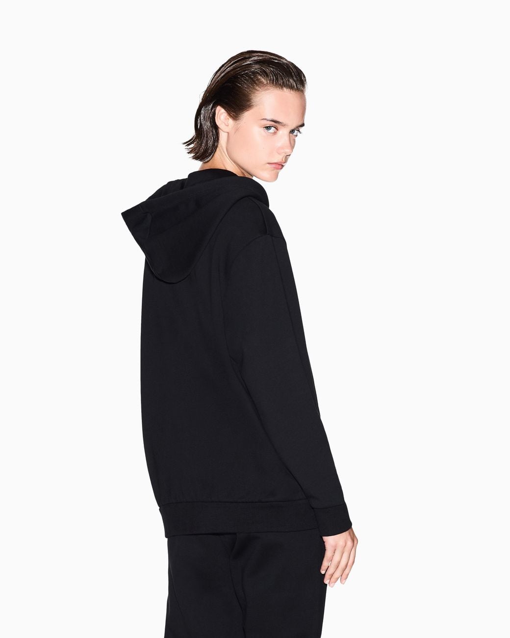 ARMANI EXCHANGE Black Cotton Zip-Up Hoodie