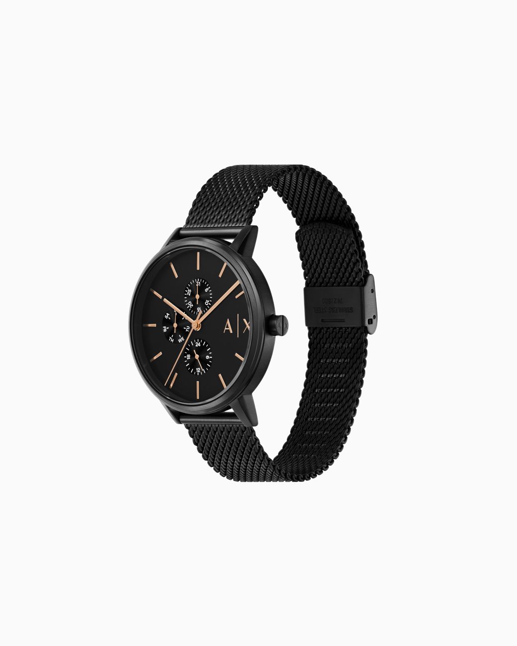 ARMANI EXCHANGE Black Multifunction Stainless Steel Watch And Necklace Set for men