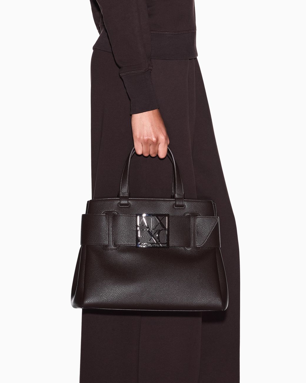 ARMANI EXCHANGE Brown Soft Shopping Bag With Outer Coating