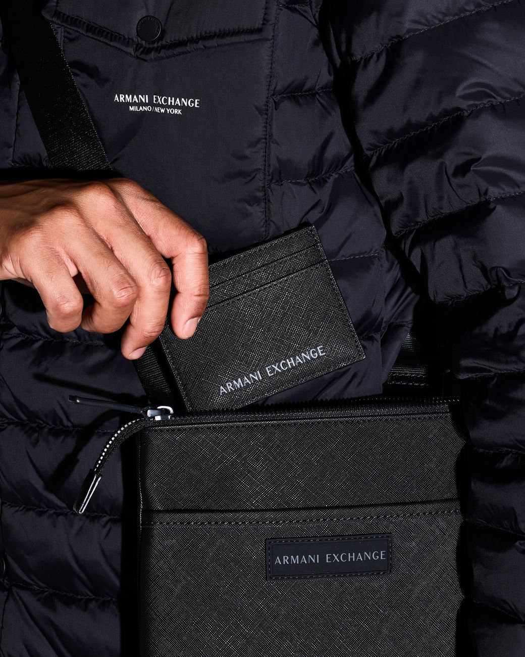ARMANI EXCHANGE White Credit Card Holder for men