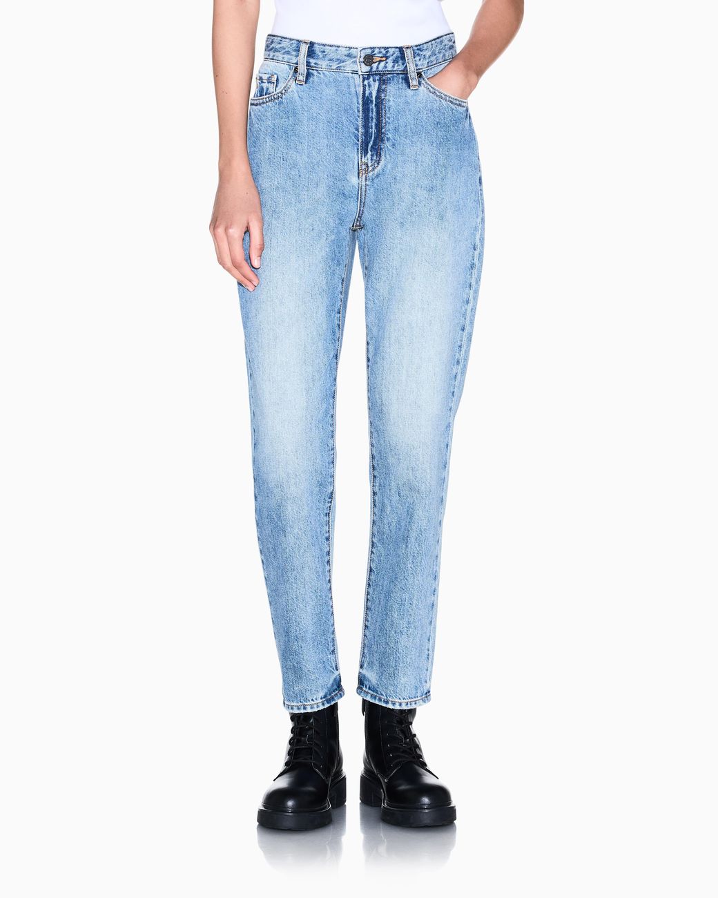 ARMANI EXCHANGE Blue Oversized Fit 5 Pockets Denim Pant Rigid Cotton