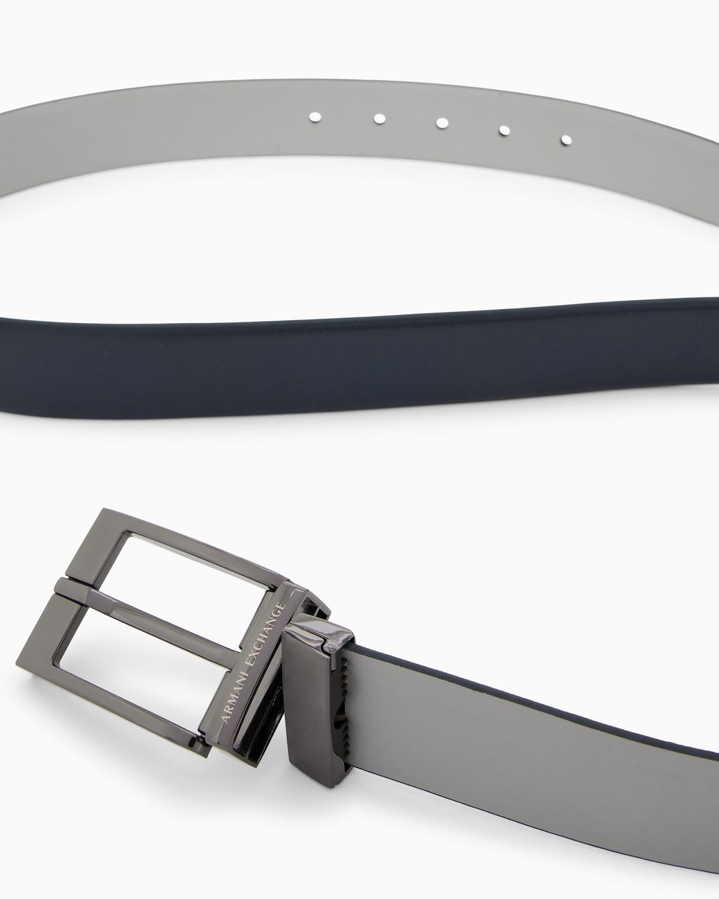 ARMANI EXCHANGE White Reversible Smooth Leather Belt With A Rectangular Buckle for men