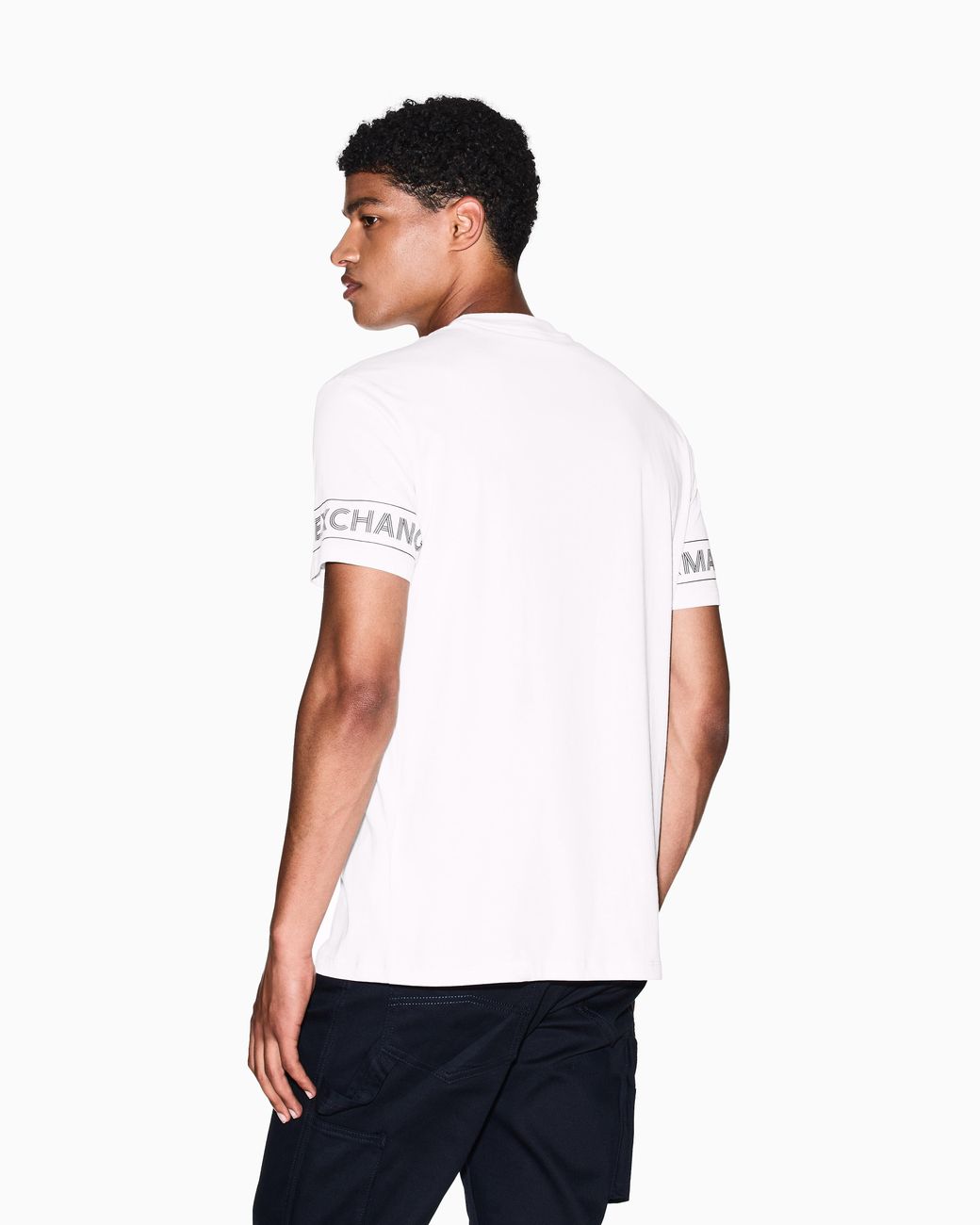 ARMANI EXCHANGE White Regular Fit T-Shirt With Printed Sleeves for men