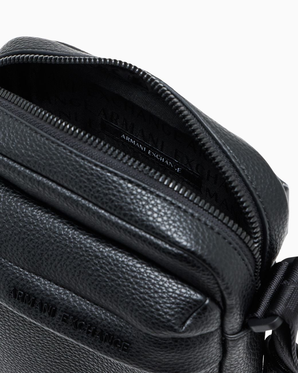 ARMANI EXCHANGE Black Textured Crossbody Bag With An Embossed Logo On The Flap for men