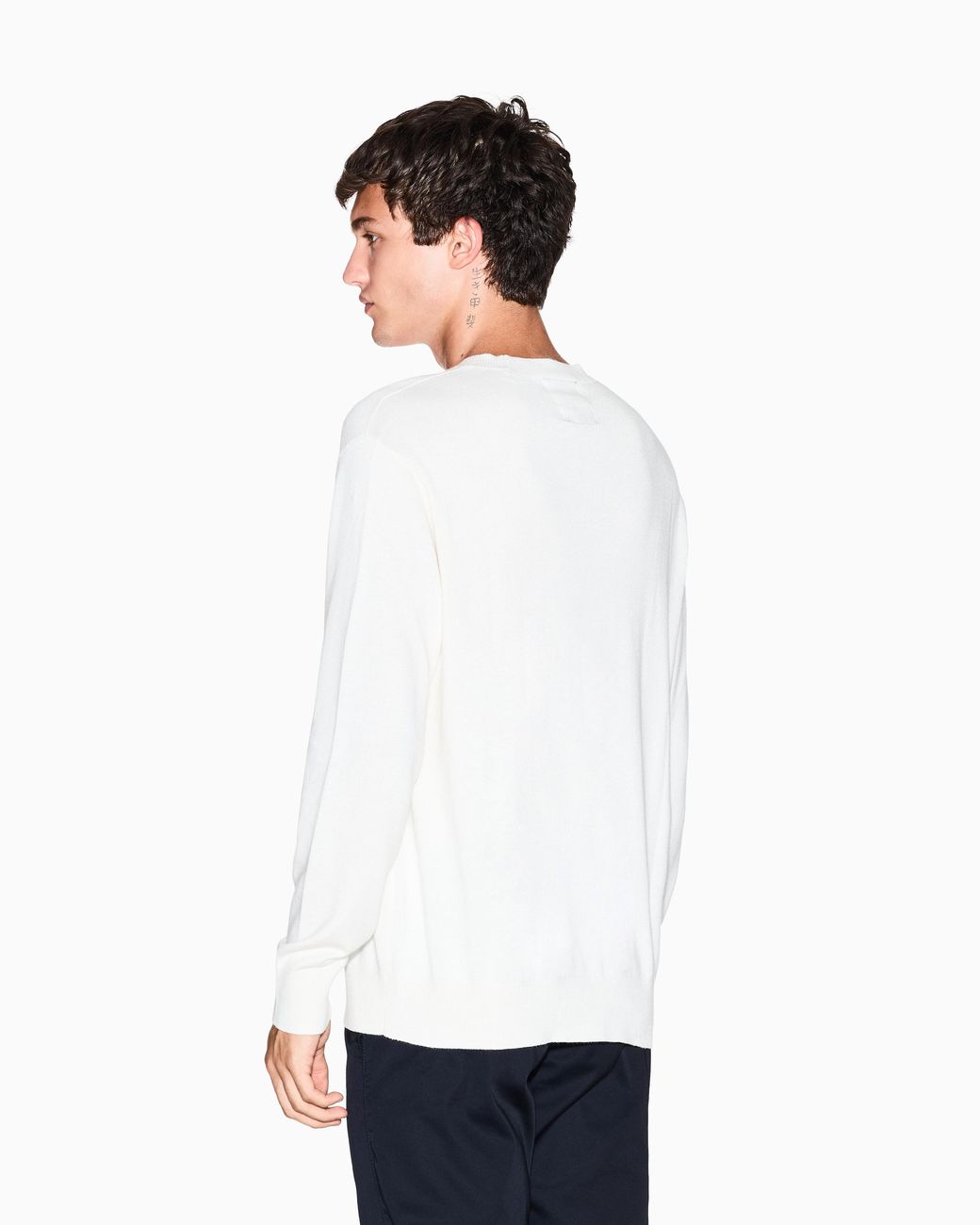 Jersey De Cuello Redondo Con Logotipo Bordado Icon ARMANI EXCHANGE de hombre de color White