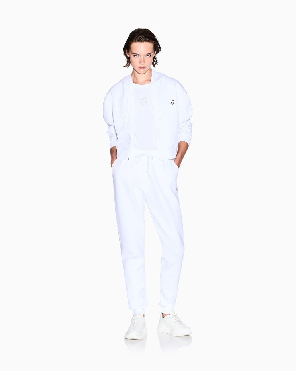 ARMANI EXCHANGE White Full-Zip Hoodie Icon