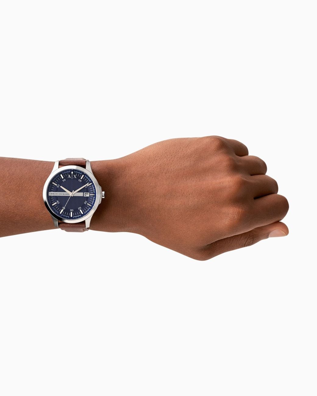 ARMANI EXCHANGE Blue Three-Hand Watch With Leather Strap for men