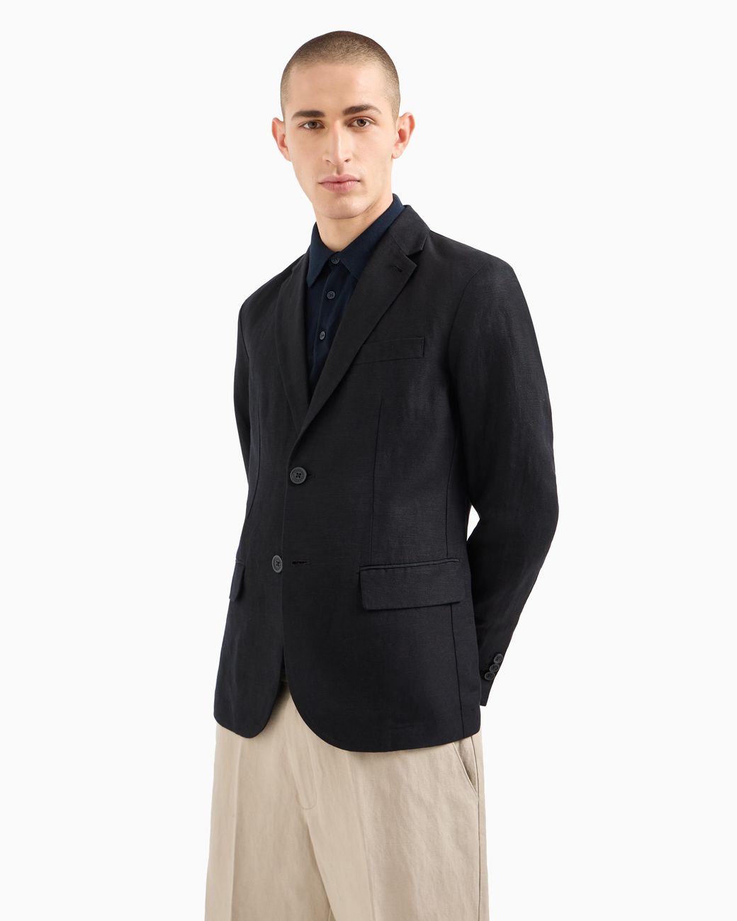 ARMANI EXCHANGE Black Single-Breasted Two-Button Jacket for men