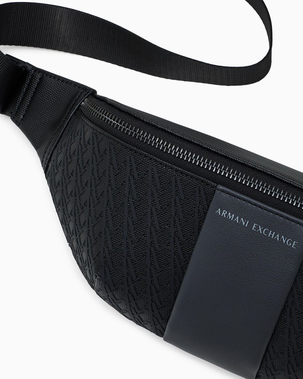 ARMANI EXCHANGE Black Coated Belt Bag for men