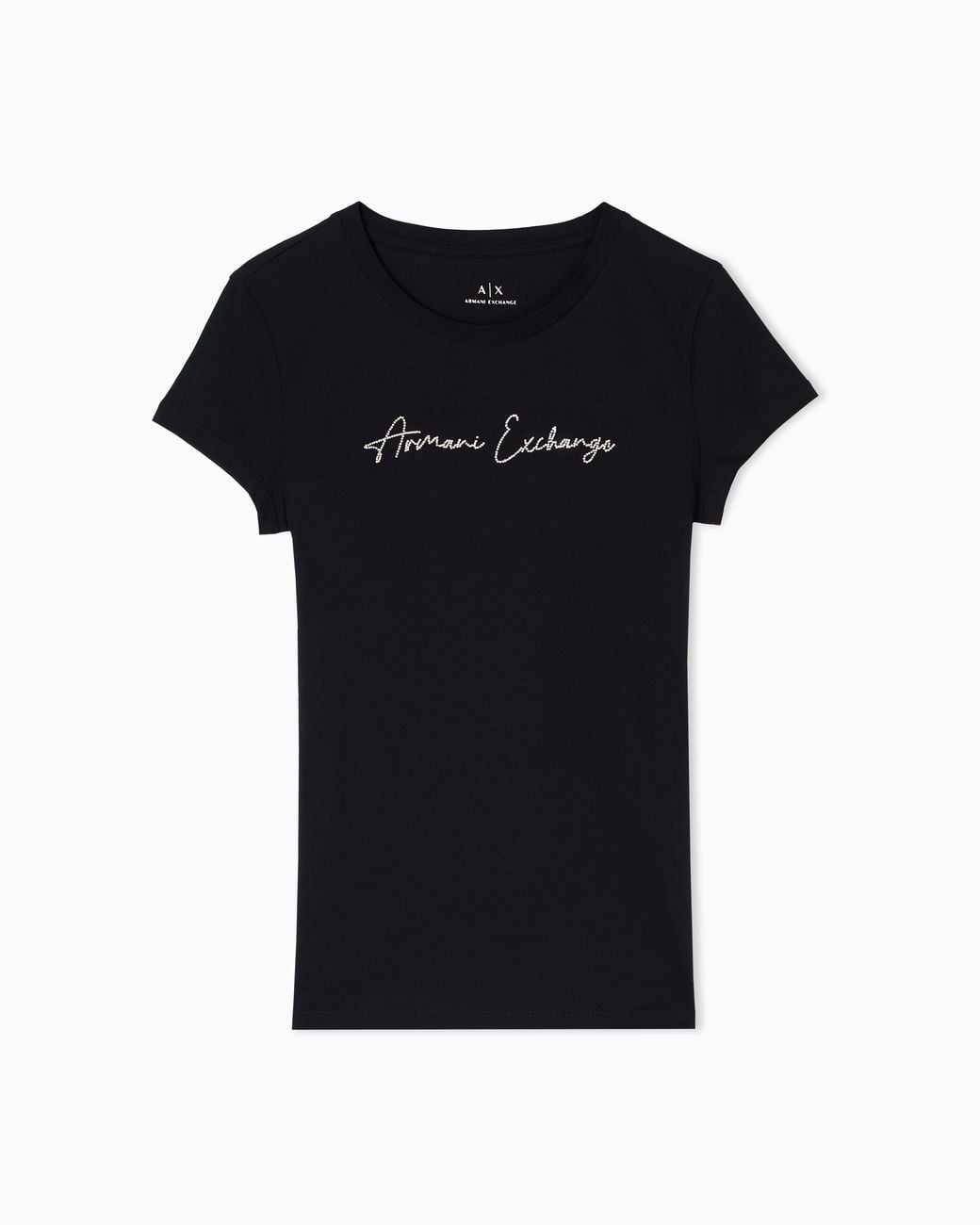 ARMANI EXCHANGE Black Slim-Fit Cotton Jersey T-Shirt With Script Logo Essential