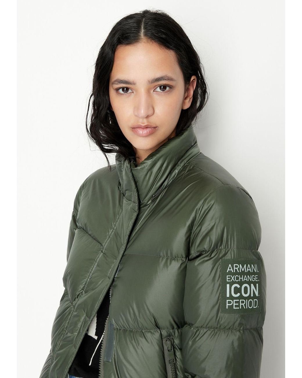 Armani Exchange Icon Logo Puffer Jacket in Green Lyst