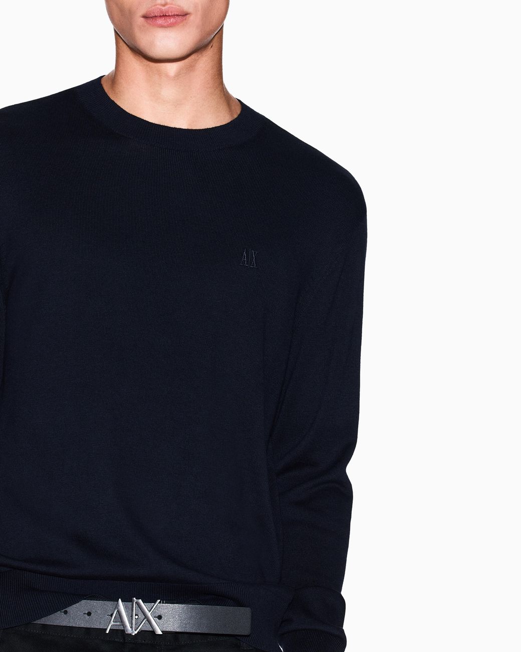ARMANI EXCHANGE Strickpullover Mit Rundhals Aus Baumwolle Und Viskose Icon in Blue für Herren