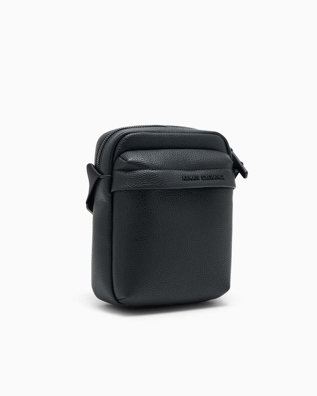 ARMANI EXCHANGE Black Textured Crossbody Bag With An Embossed Logo On The Flap for men