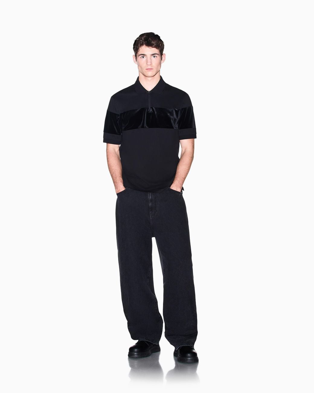 ARMANI EXCHANGE Black Regular Fit Polo Shirt for men