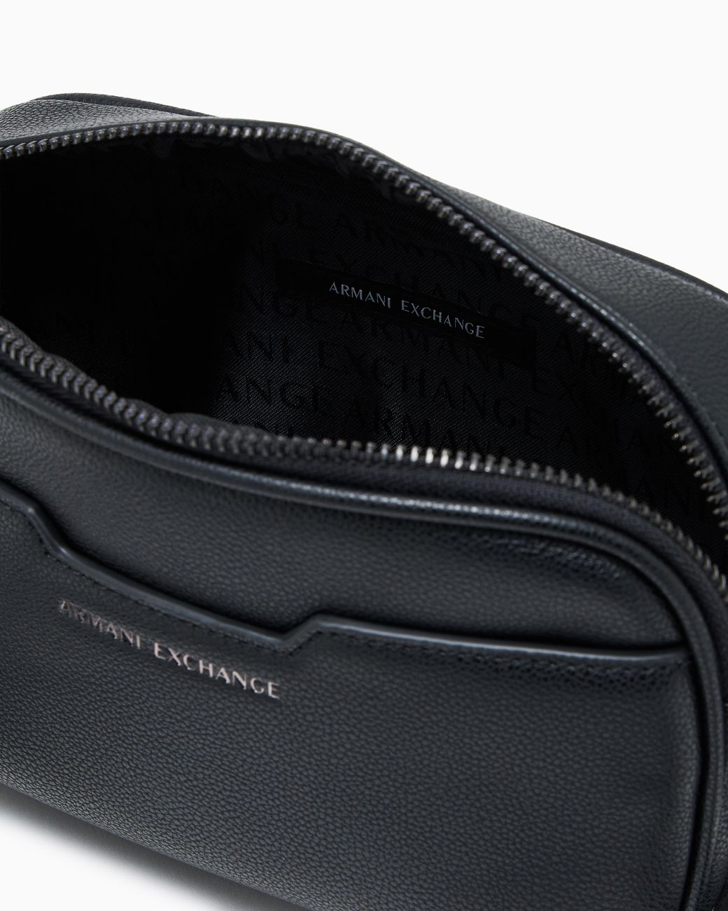 ARMANI EXCHANGE Black Textured Crossbody Bag With Zip Closure And Adjustable Strap for men