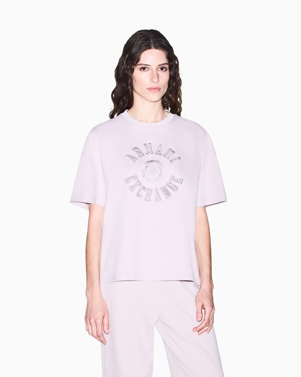 ARMANI EXCHANGE Pink Oversized T-Shirt Heavy Cotton Jersey