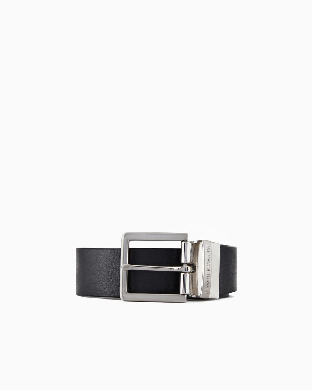 Cinturón De Piel Con Hebilla Rectangular ARMANI EXCHANGE de hombre de color White