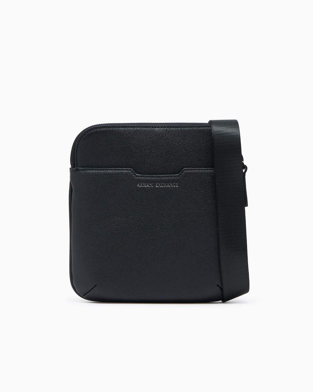 ARMANI EXCHANGE Black Textured Crossbody Bag With A Zipper And Adjustable Strap for men