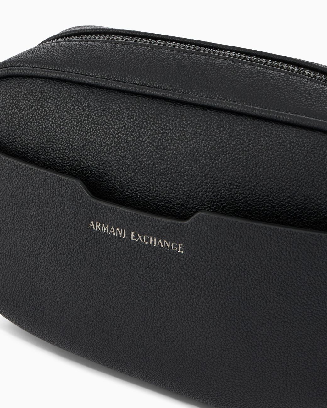 ARMANI EXCHANGE Black Rectangular Toiletry Bag With Side Handle And Zip Closure for men