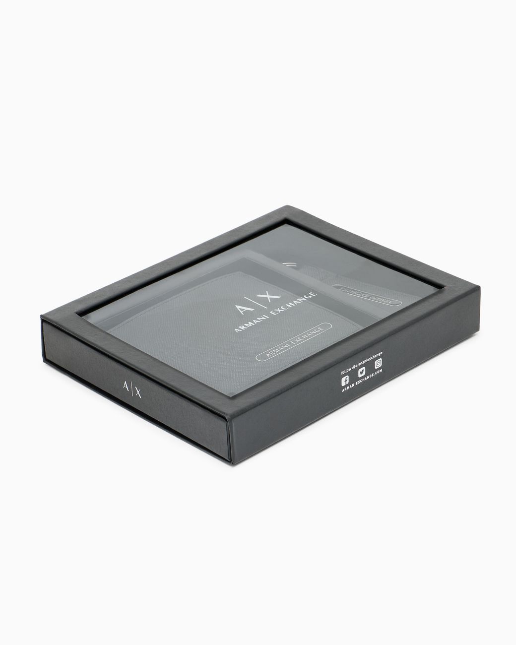 ARMANI EXCHANGE Black Wallet And Keychain Gift Set for men
