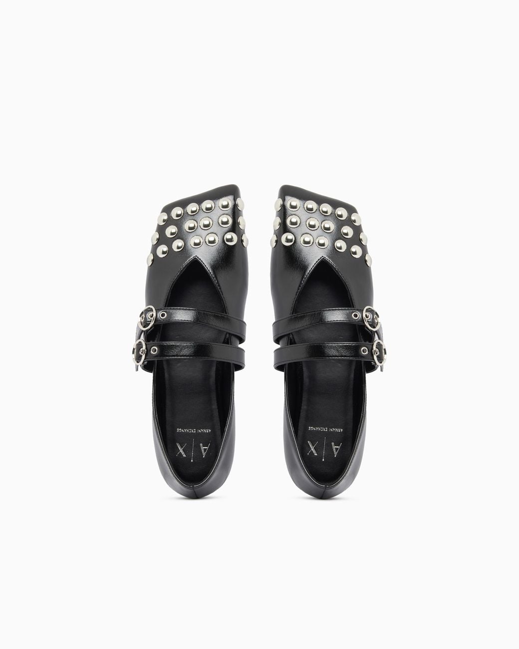 ARMANI EXCHANGE White Ballet Flat With A Smooth And Shiny Finish