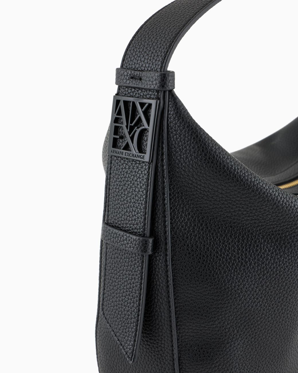 ARMANI EXCHANGE Black Hobo Bag With Hammered Effect And Zip Closure