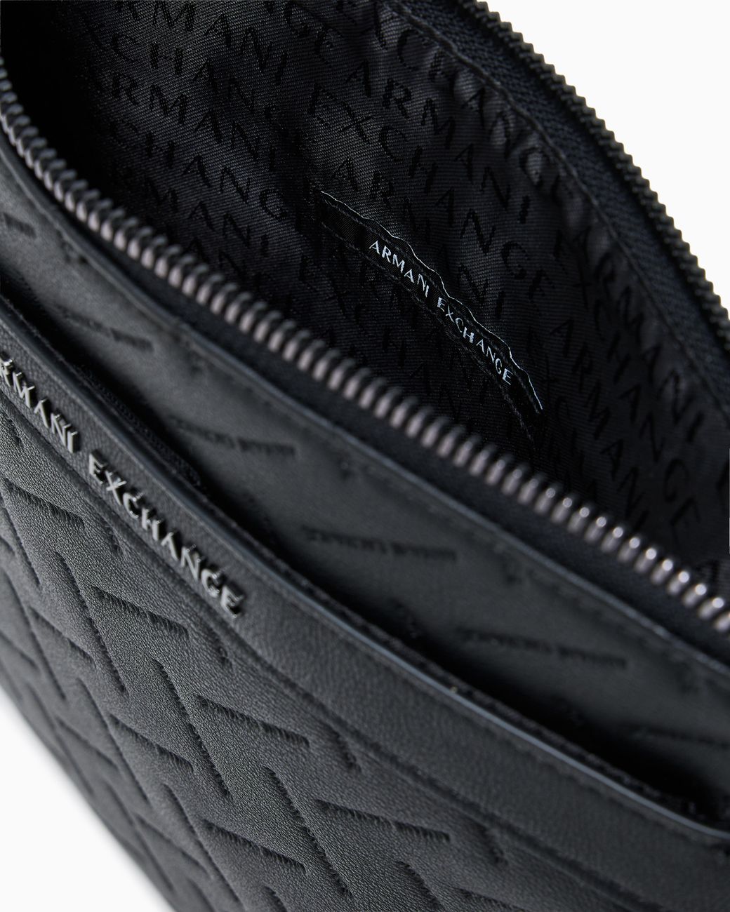 ARMANI EXCHANGE Black Crossbody Bag With An Embossed Pattern And A Zip Closure for men