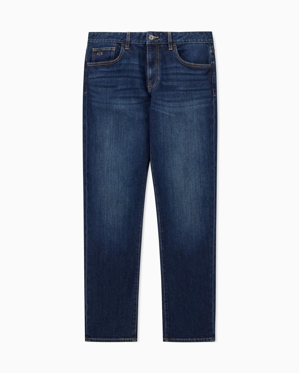 ARMANI EXCHANGE Blue Straight-Leg Washed Stretch Cotton Denim Jeans Essential for men