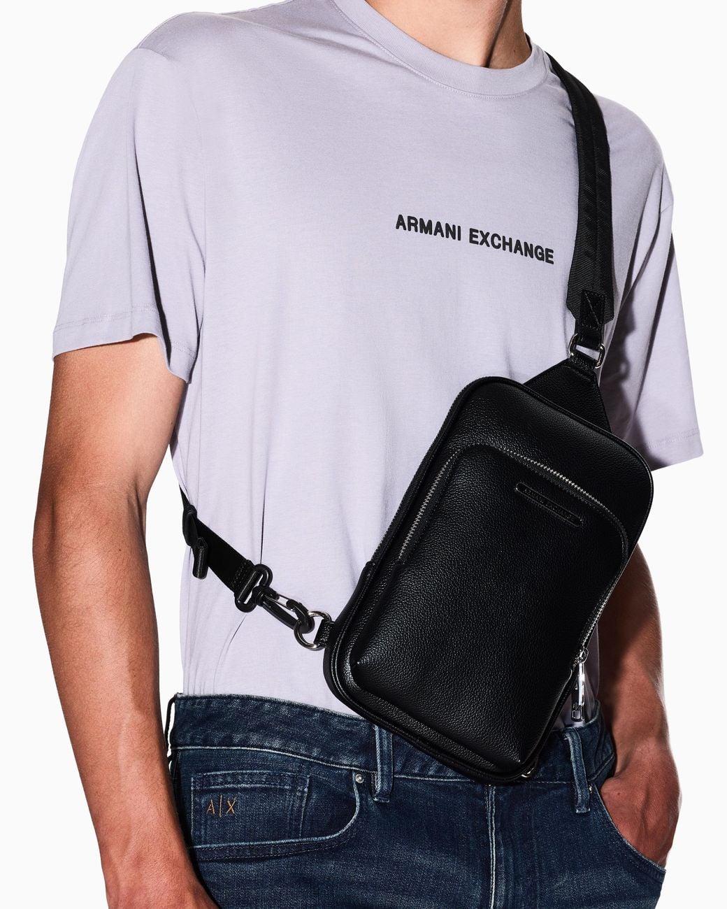 ARMANI EXCHANGE Blue Crossbody Bag With Textured Finish And Adjustable Strap for men