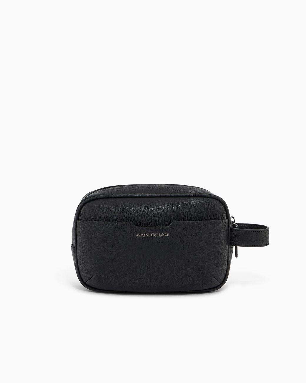 ARMANI EXCHANGE Black Rectangular Toiletry Bag With Side Handle And Zip Closure for men