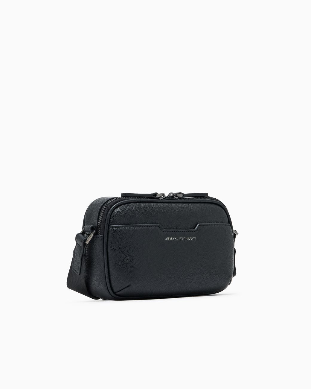 ARMANI EXCHANGE Black Textured Crossbody Bag With Zip Closure And Adjustable Strap for men
